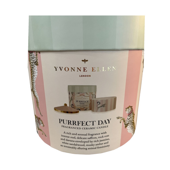 YVONNE ELLEN 9oz Boxed Purrfect Day Ceramic Multi Wick Candle - Gift Wrapped! - Picture 5 of 6